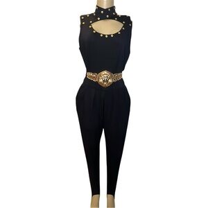 Vintage 90s The Icing Gold Embellished Stirrup Jumpsuit